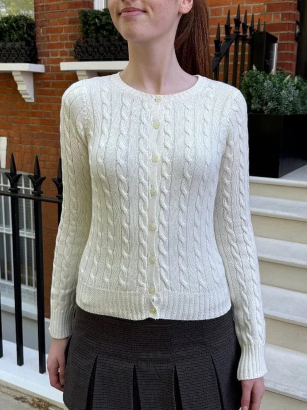 Brandy melville ivory Eliana cable knit cardigan